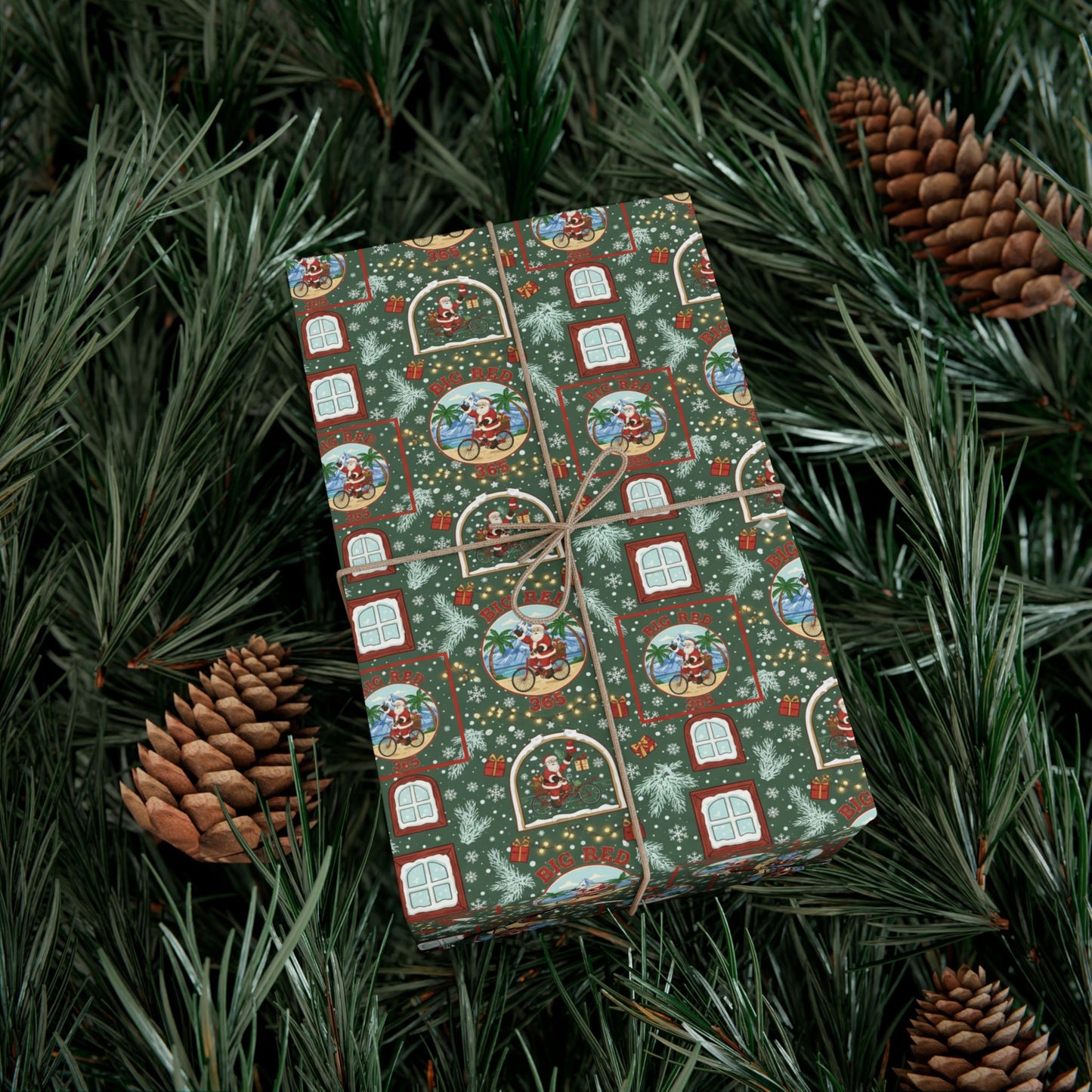Vintage Santa Snow Globe Pattern Gift Wrap Paper | Christmas Wrapping Paper