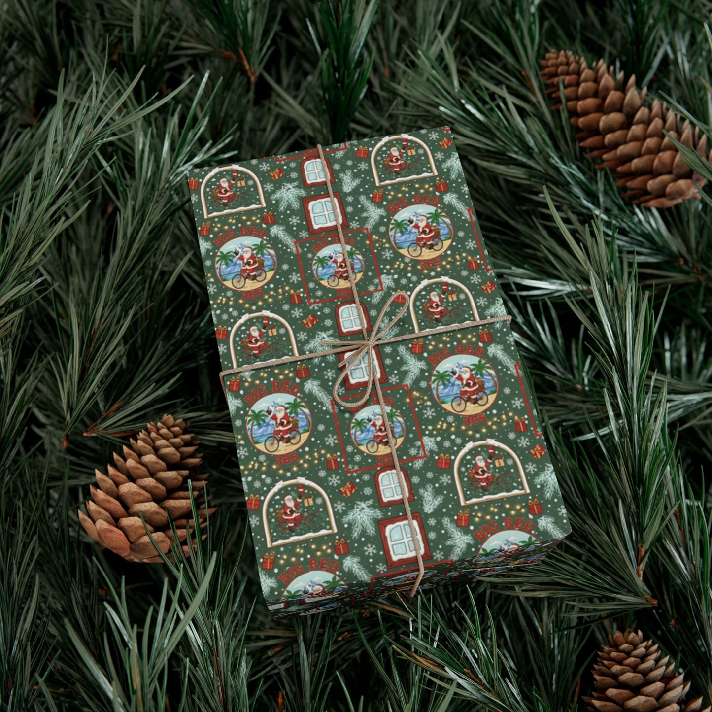 Vintage Santa Snow Globe Pattern Gift Wrap Paper | Christmas Wrapping Paper