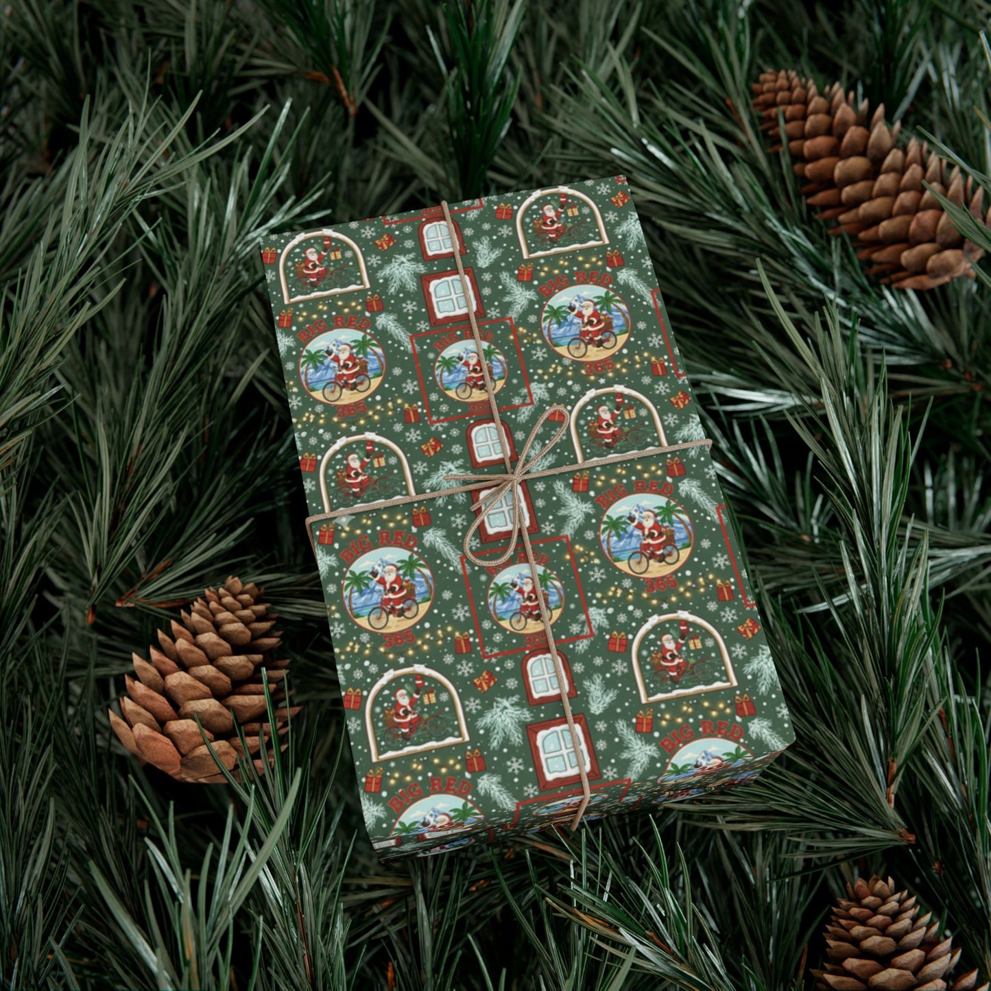 Vintage Santa Snow Globe Pattern Gift Wrap Paper | Christmas Wrapping Paper
