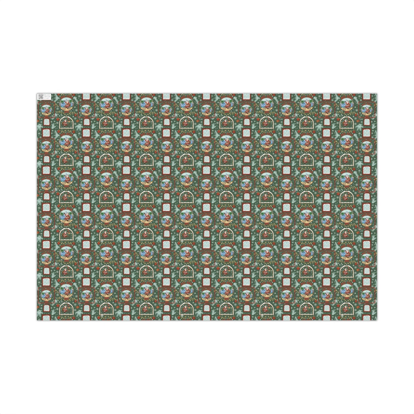 Vintage Santa Snow Globe Pattern Gift Wrap Paper | Christmas Wrapping Paper