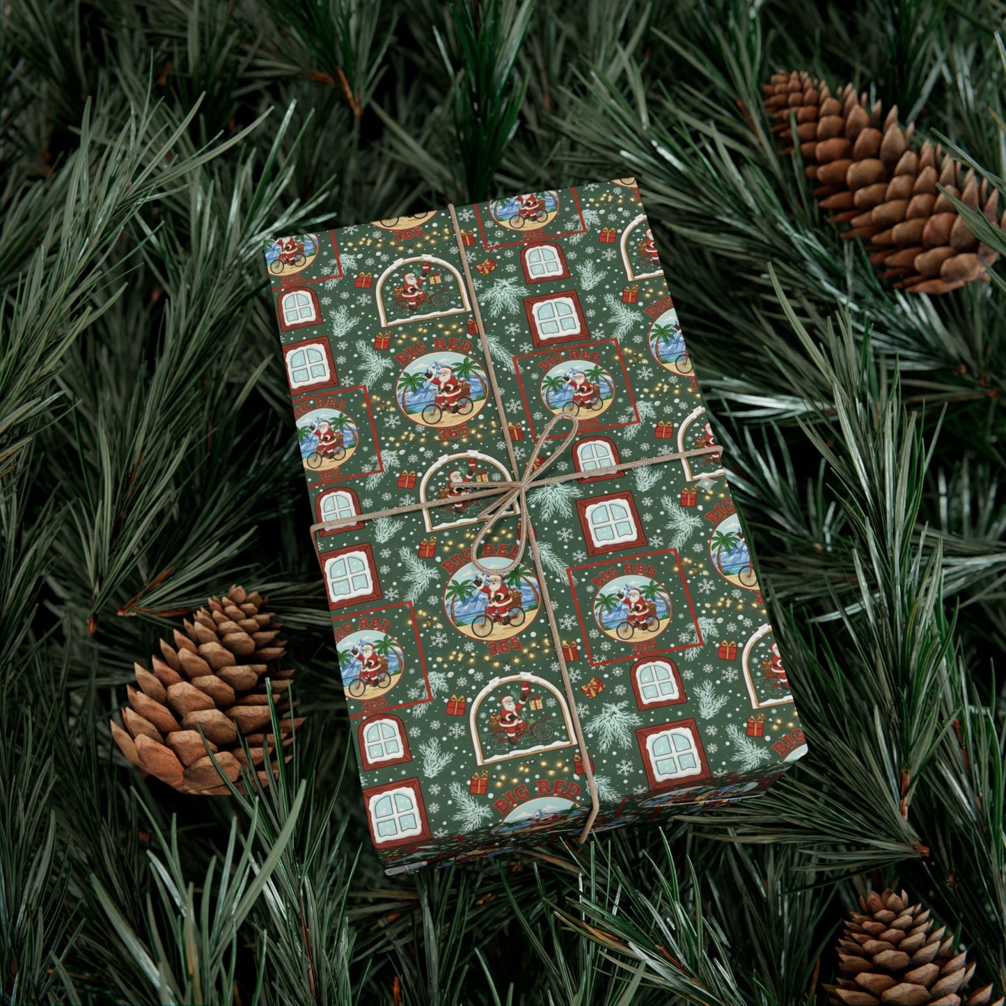 Vintage Santa Snow Globe Pattern Gift Wrap Paper | Christmas Wrapping Paper